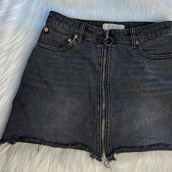 Free People Black Denim Zip It Up Mini Skirt - Picture 4 of 7